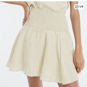 J.Crew Smocked Waist Linen Mini Skirt